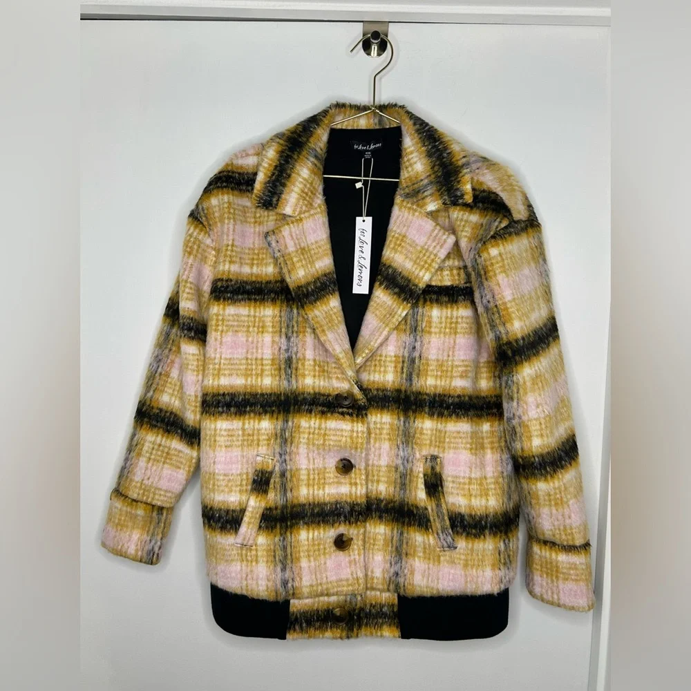For Love & Lemons Rachel Jacket XXS NWT – Fuzzy Plaid Fall Layer - Picture 2 of 7